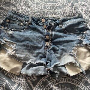 American Eagle Outfitters Blue Distressed Jean Shorts